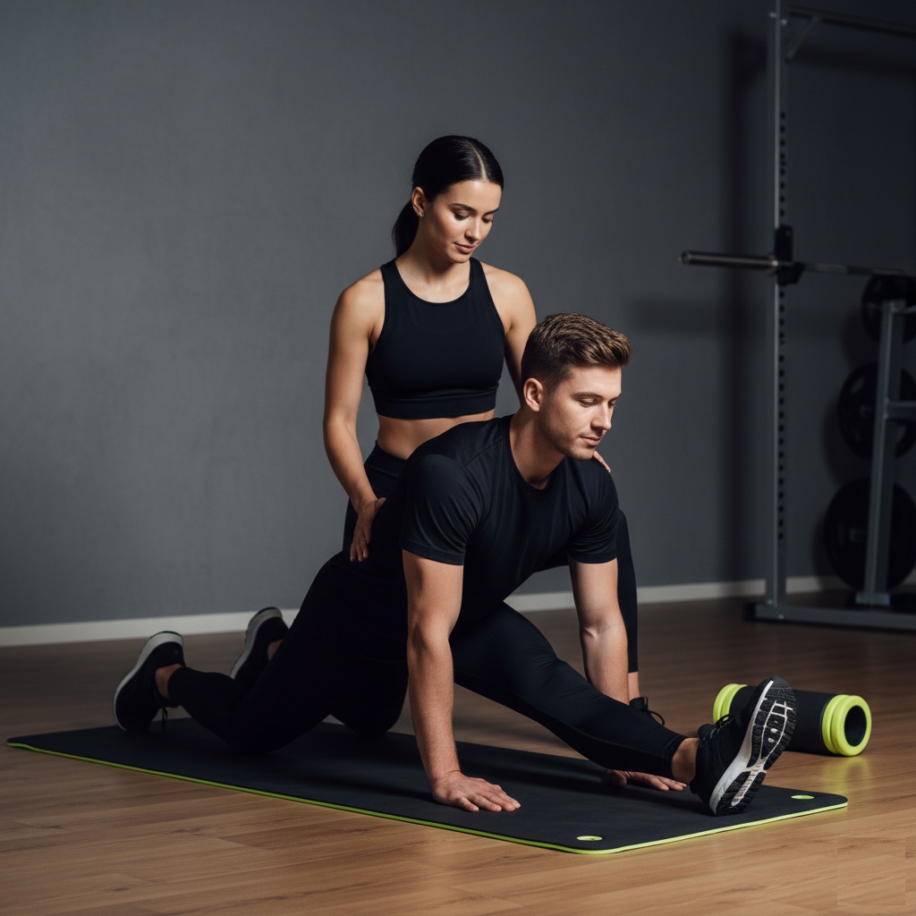 A person using a foam roller for muscle recovery.